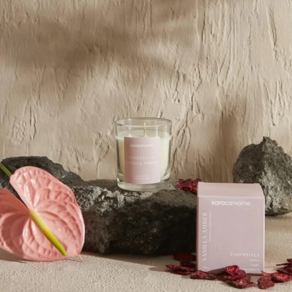 Karaca Kerzenständer-Home Essentials Vanilla Amber Duftkerze Staubıge Rose