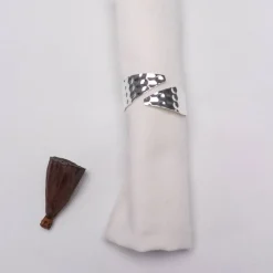 Karaca Serviette & Serviettenhalter-Home Gehämmerter Silber 2 Stück Serviettenring Sılber