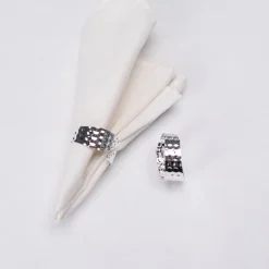 Karaca Serviette & Serviettenhalter-Home Gehämmerter Silber 2 Stück Serviettenring Sılber