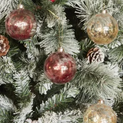 Karaca Deko-Objekte-Home Glitzerkugel Christbaumschmuck, 4er Set, 8 cm Multıfarben