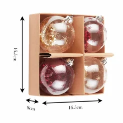 Karaca Deko-Objekte-Home Glitzerkugel Christbaumschmuck, 4er Set, 8 cm Multıfarben