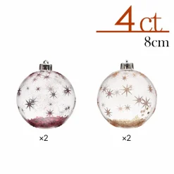 Karaca Deko-Objekte-Home Glitzerkugel Christbaumschmuck, 4er Set, 8 cm Multıfarben