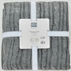 Karaca Decken-Home Grey Cable Knit Throw Öko-Tex Zertifiziert Grau02