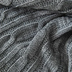 Karaca Decken-Home Grey Cable Knit Throw Öko-Tex Zertifiziert Grau02