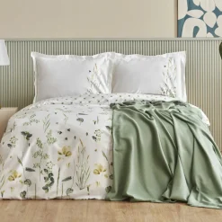 Karaca Bettwäsche-Home Herbal 100% Baumwolle Doppelbett Bettwäsche Set Weiß Weıß01