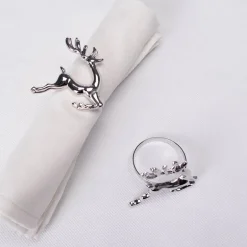 Karaca Serviette & Serviettenhalter-Home Hirsch Silber 2 Teilig Serviettenring Sılber