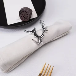 Karaca Serviette & Serviettenhalter-Home Hirsch Silber 2 Teilig Serviettenring Sılber