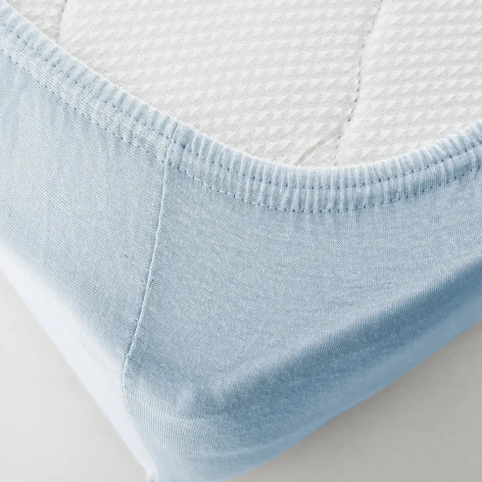 Karaca Bettlaken-Home Jersey Spannbettlaken 120x200 cm + 30 cm Öko-Tex zertifiziert Hellblau