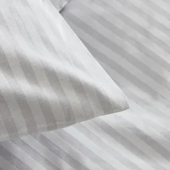 Karaca Bettwäsche-Home Josef Satin Doppel-Bettbezug Set Gestreift Grau Grau02