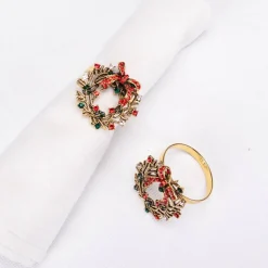 Karaca Serviette & Serviettenhalter-Home Kranz 2 Stück Serviettenring Gold