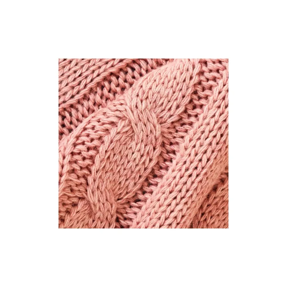 Karaca Decken-Home Kreıdefarbıger Rosa Kabelstrıcker Pompom Leıchter Bettbezug Puder Rosa