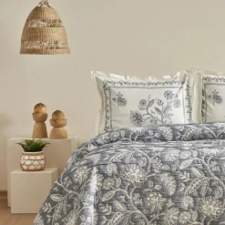 Karaca Bettüberwürfe Set|Bettwäsche-Home Lehm Doppelbettdecke Set Indigo Indıgo