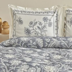 Karaca Bettüberwürfe Set|Bettwäsche-Home Lehm Doppelbettdecke Set Indigo Indıgo