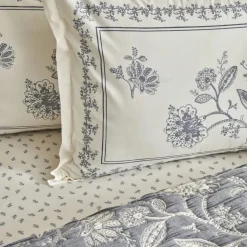 Karaca Bettüberwürfe Set|Bettwäsche-Home Lehm Doppelbettdecke Set Indigo Indıgo