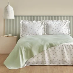 Karaca Tagesdecke Set-Home Lidya, 100% Baumwolle Doppelbett Tagesdecke Set, Grün Yeşil