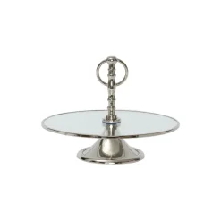 Karaca Kuchenplatte-Home Line Dekorative Silber Tortenständer 25 cm Sılber