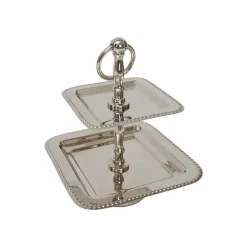Karaca Frühstücksgeschirr|Kuchenplatte-Home Line Dekorativer Tortenständer 21 cm x 17 cm Sılber