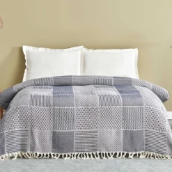 Karaca Tagesdecke Set-Home Luna, Doppelpiqué, Marineblau Lacivert