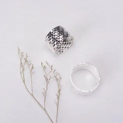 Karaca Serviette & Serviettenhalter-Home Marcello 2er-Pack Silber Serviettenring Sılber