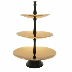 Karaca Tortenplatte Servierteller Set-Home Moroccan 3-stöckiger Servierständer Gold 30 X42 cm Schwarz Gold