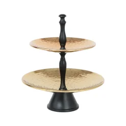Karaca Tortenplatte Servierteller Set-Home Moroccan 2-stöckiger Servierständer 25,5 x 30 cm Gold