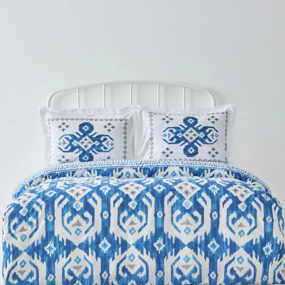 Karaca Bettwäsche-Home Neos Blaues Baumwolle Doppel Bettbezug-Set Blau01