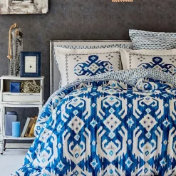 Karaca Bettwäsche-Home Neos Blaues Baumwolle Doppel Bettbezug-Set Blau01