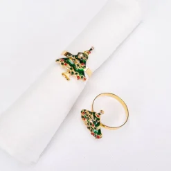 Karaca Serviette & Serviettenhalter-Home Neujahr Baum 2 Stück Serviettenring Gold