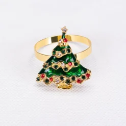 Karaca Serviette & Serviettenhalter-Home Neujahr Baum 2 Stück Serviettenring Gold