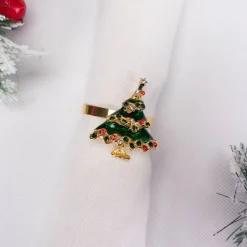Karaca Serviette & Serviettenhalter-Home Neujahr Baum 2 Stück Serviettenring Gold