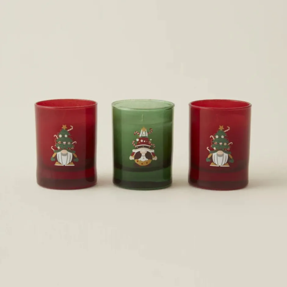Karaca Kerzenständer-Home New Year Gnome Village 3-teiliges Duftkerzen-Set Yeşil
