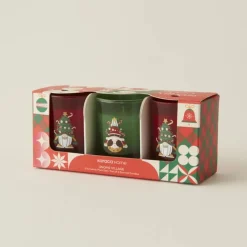 Karaca Kerzenständer-Home New Year Gnome Village 3-teiliges Duftkerzen-Set Yeşil