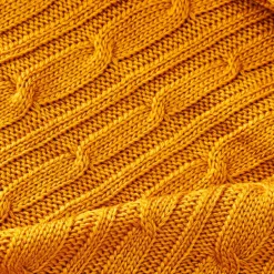 Karaca Decken-Home Ochre Cable Knit Throw Öko-Tex Zertifiziert Oker