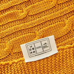Karaca Decken-Home Ochre Cable Knit Throw Öko-Tex Zertifiziert Oker