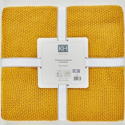 Karaca Decken-Home ocker Strickdecke Öko-Tex zertifiziert Oker
