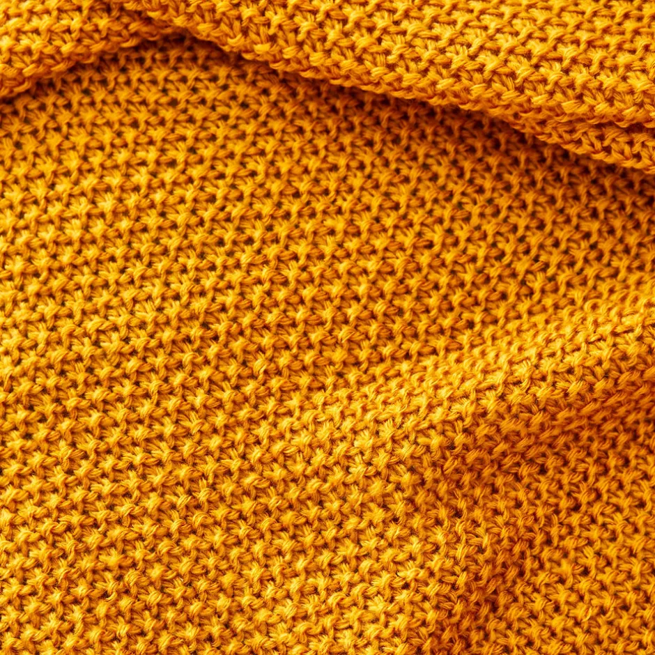Karaca Decken-Home ocker Strickdecke Öko-Tex zertifiziert Oker