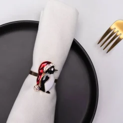 Karaca Serviette & Serviettenhalter-Home Pinguin 2 Stück Serviettenring Gold