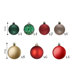 Karaca Deko-Objekte-Home Red Gold 34-teiliges Baumschmuck-Set