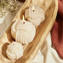 Karaca Kerzen-Home Rope Kerze, 5 cm, Creme Creme01