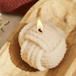 Karaca Kerzen-Home Rope Kerze 8 cm, Creme Creme01