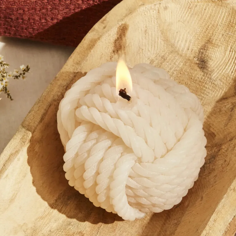 Karaca Kerzen-Home Rope Kerze 8 cm, Creme Creme01