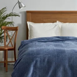 Karaca Decken-Home Sandra Doppel Fischgrätmuster-Decke, Indigo Indıgo