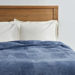 Karaca Decken-Home Sandra Doppel Fischgrätmuster-Decke, Indigo Indıgo