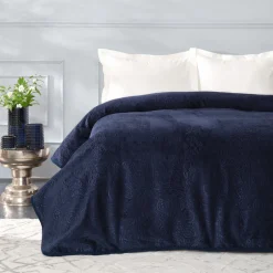 Karaca Decken-Home Scala Dunkelblau Einzelbett Embossed Decke Marıne02