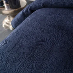 Karaca Decken-Home Scala Dunkelblau Einzelbett Embossed Decke Marıne02