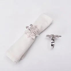 Karaca Serviette & Serviettenhalter-Home Schneeflocke 2 Teilig Serviettenring Sılber