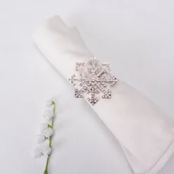 Karaca Serviette & Serviettenhalter-Home Schneeflocke 2 Teilig Serviettenring Sılber