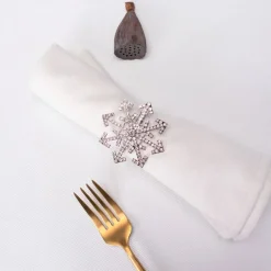Karaca Serviette & Serviettenhalter-Home Schneeflocke 2 Teilig Serviettenring Sılber