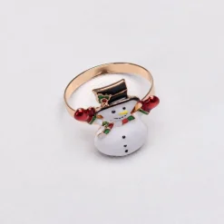 Karaca Serviette & Serviettenhalter-Home Schneemann 2 Stück Serviettenring Gold