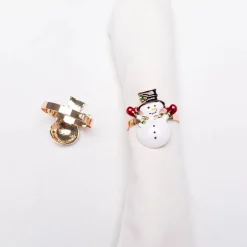 Karaca Serviette & Serviettenhalter-Home Schneemann 2 Stück Serviettenring Gold
